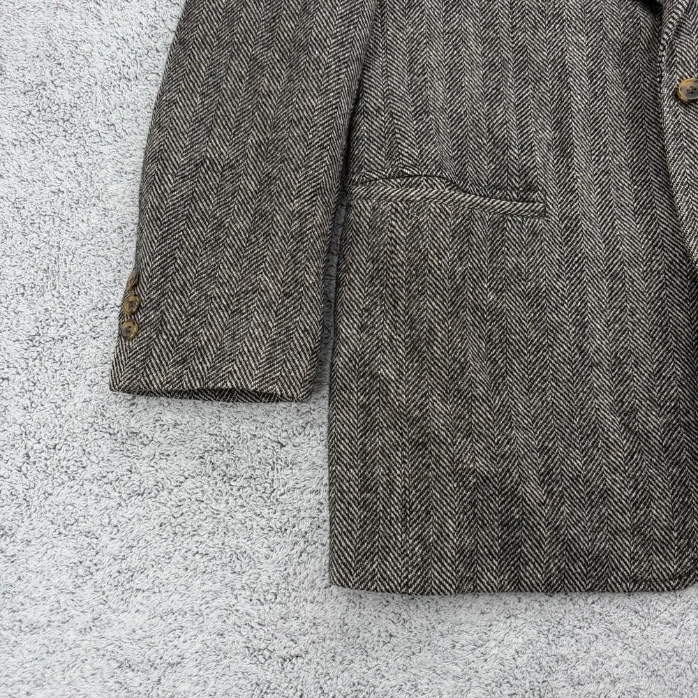 Vintage Brooks Brothers Blazer Mens 41L Tweed Shetland Wool Herringbone USA Made